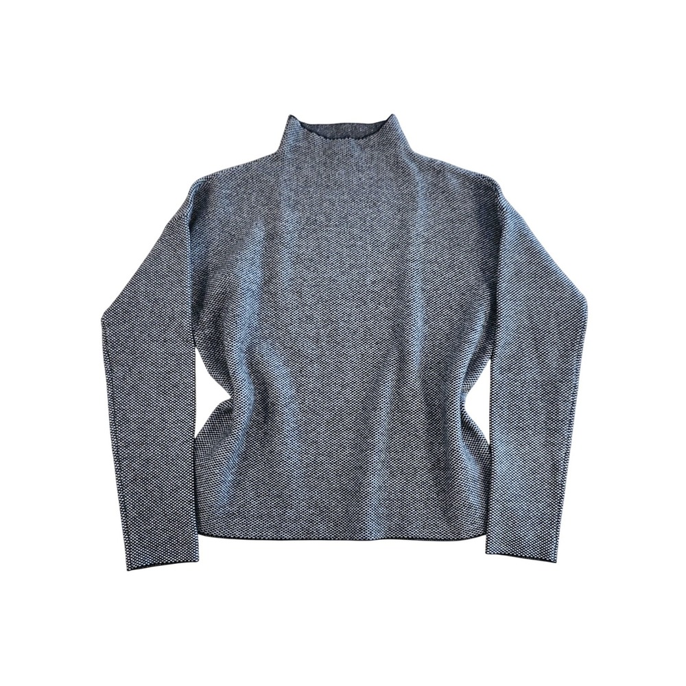 Cynthia Rowley Funnel Mock Knit Turtleneck Sweater Womens Size Small Black White